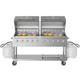 72 in. 10-Burner Commercial Outdoor Propane Gas Grill with Two 36 in. Roll Dome Covers in Stainless-Steel, ETL Listed (CGKIT7-D36D36)